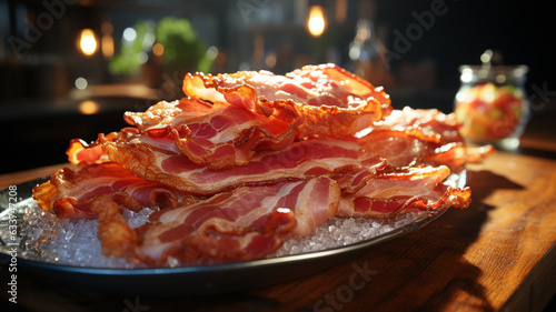 composition with bacon on table photo