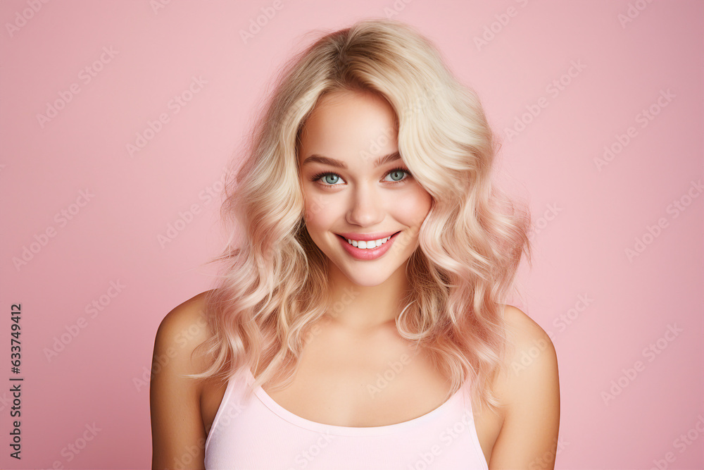 Generative ai collage image picture of pretty lovely lady enjoying hair care in beauty salon in morning Generative ai collage image picture of pretty lovely lady enjoying hair care in beauty salon in morning