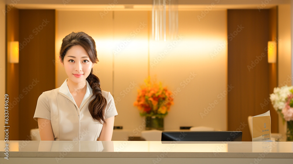 受付の笑顔の女性 受付の笑顔の女性