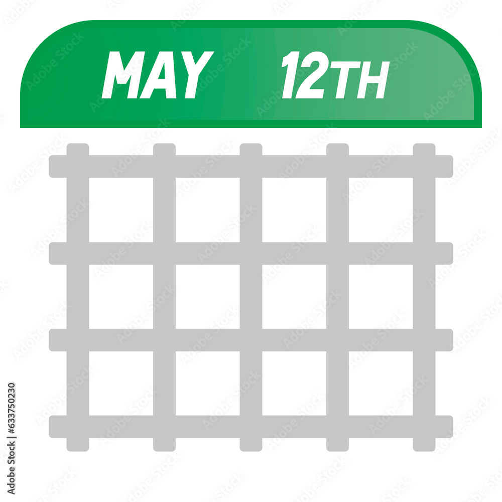 Green Calendar Icon - May 12th Green Calendar Icon - May 12th