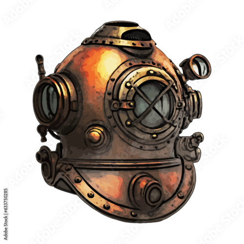 Diving Helmet Watercolor Illustration