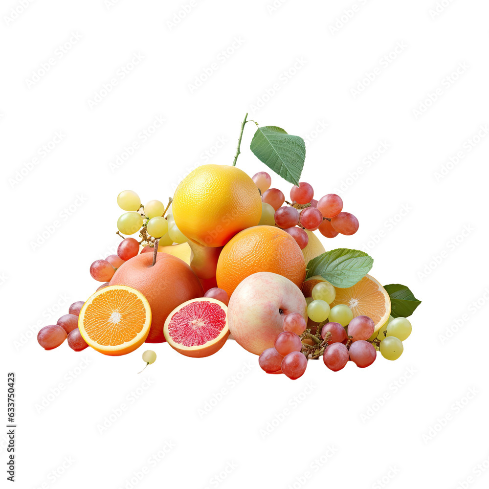 Solitary fruit against transparent background