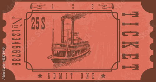  old vintage misissippi steamboat ticket.