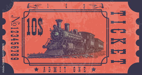 old vintage american western rail train ticket.
