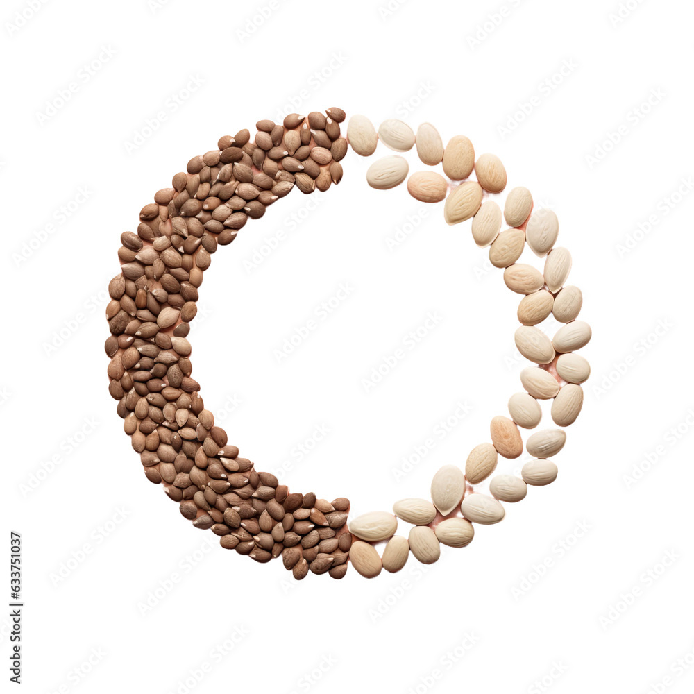 Unpolished lentil split seeds on transparent background Unpolished lentil split seeds on transparent background