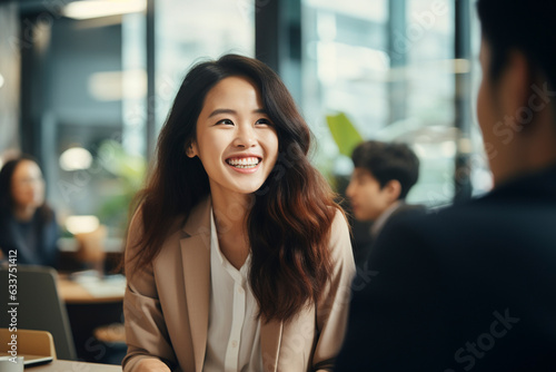 portrait of a smiling woman with long brown wavy hair