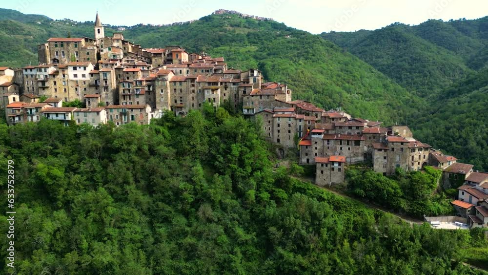 Aerial view of Apricale in the Province of Imperia, Liguria, Italy Aerial view of Apricale in the Province of Imperia, Liguria, Italy