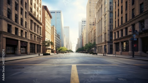 Classical architecture and urban roads  empty road in the city  Generative AI illustration