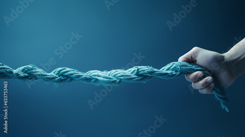 Fotografiet A Hand Firmly Holding a Rope of Connection