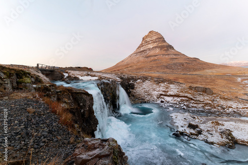 The Mountain Kirkjufell and the waterfall kirkjufellfoss, Snaefellsnes Peninsula, Europe