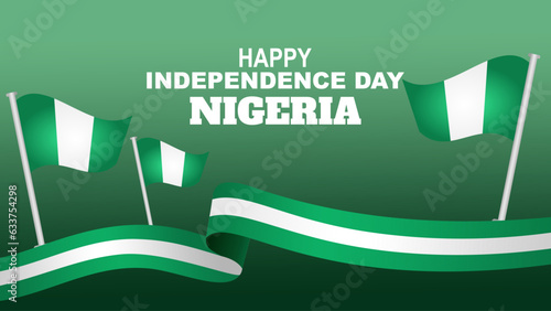 happy independence day Nigeria. Nigerian flag ribbon. vector illustration design.