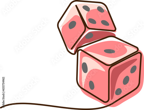 Two casino dices. Continuous one line drawing style.