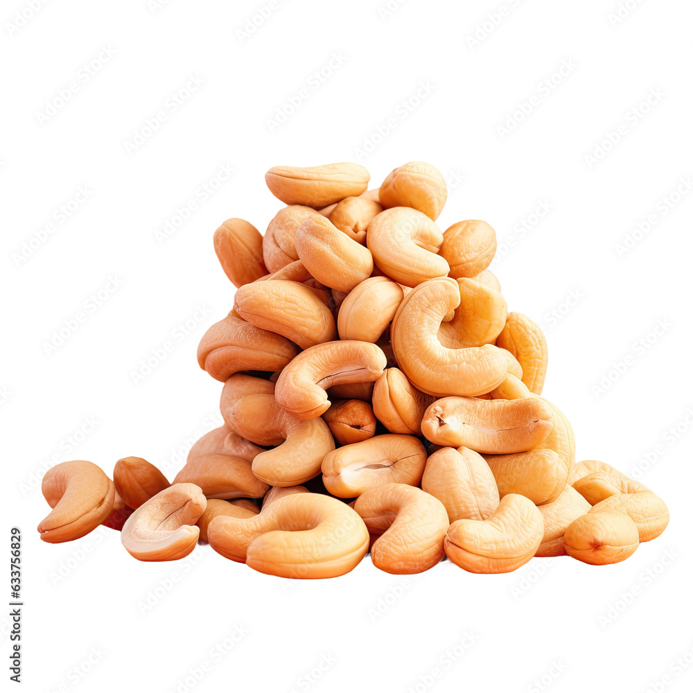 Unsalted cashews on transparent background for diet or snack with copy space and on sale Unsalted cashews on transparent background for diet or snack with copy space and on sale