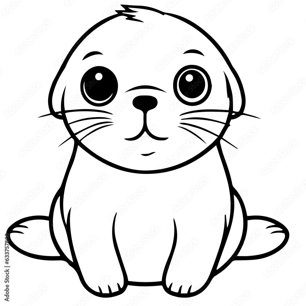 Naklejka premium Outlined happy seal. Vector illustration coloring page