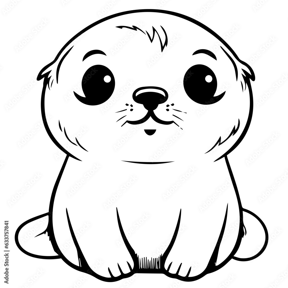 Fototapeta premium Outlined happy seal. Vector illustration coloring page