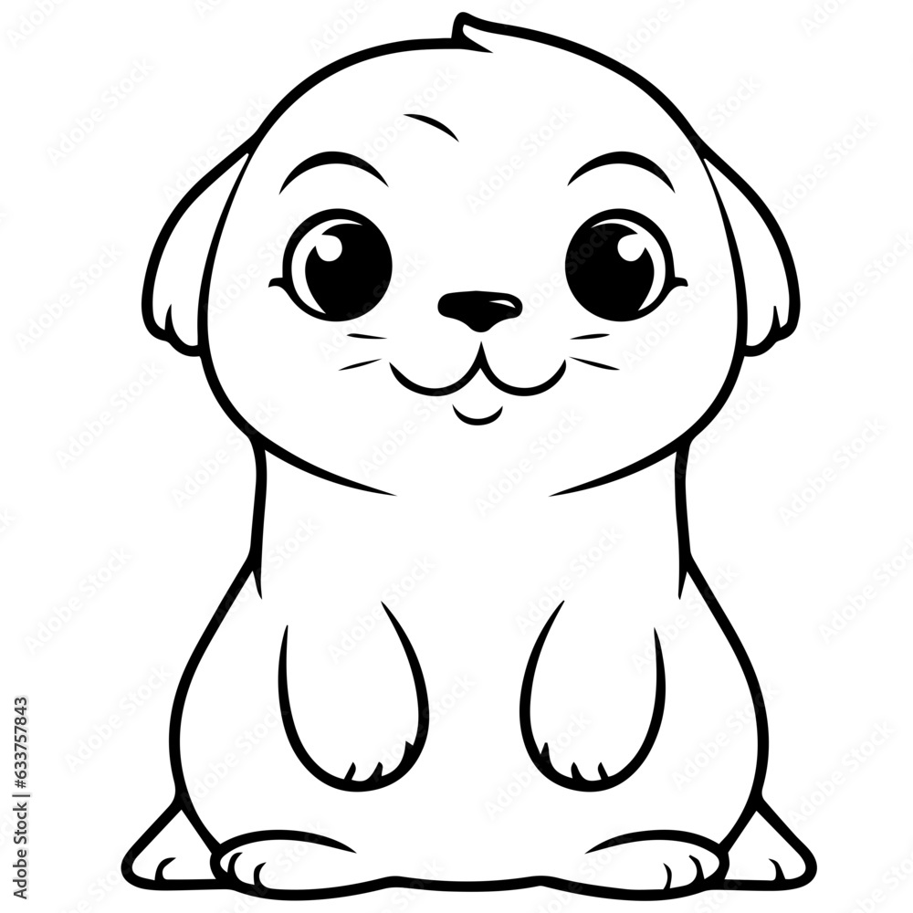 Obraz premium Outlined happy seal. Vector illustration coloring page