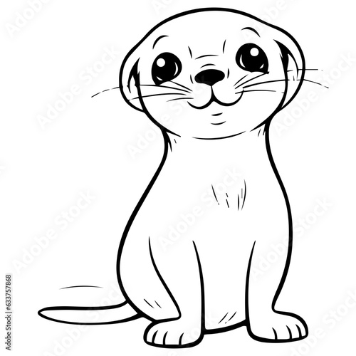 Outlined happy seal. Vector illustration coloring page