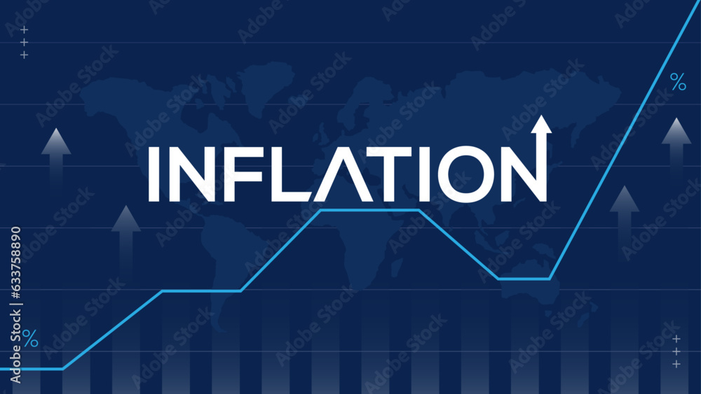Inflation World economics, background concept. Inflation with graph and percentage. Vector template Inflation World economics, background concept. Inflation with graph and percentage. Vector template