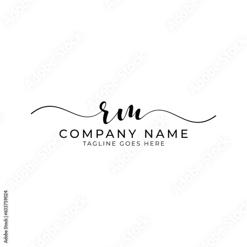 RM or rm letter mark abstract calligraphy vector logo design