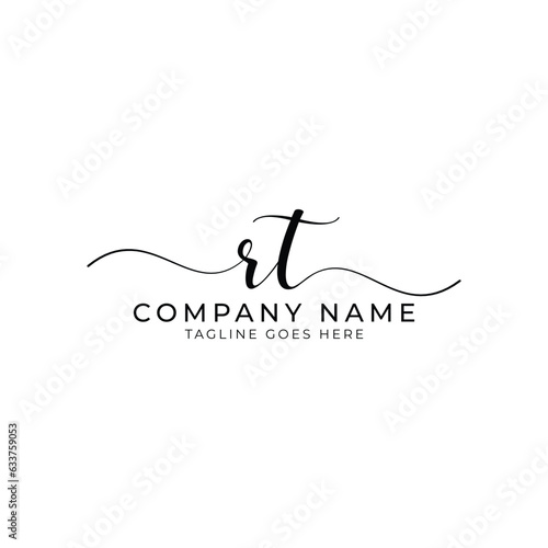 RT or rt letter mark abstract calligraphy vector logo design