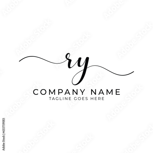 RY or ry letter mark abstract calligraphy vector logo design