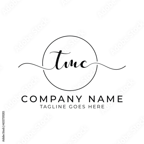 TMC or tmc letter mark abstract calligraphy vector logo design