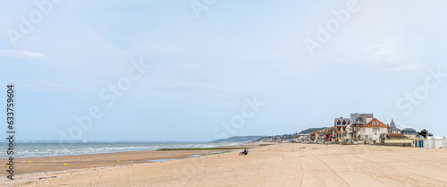 Panoramic view of Villers-sur-Mer waterfront at low tide - Normandy, France