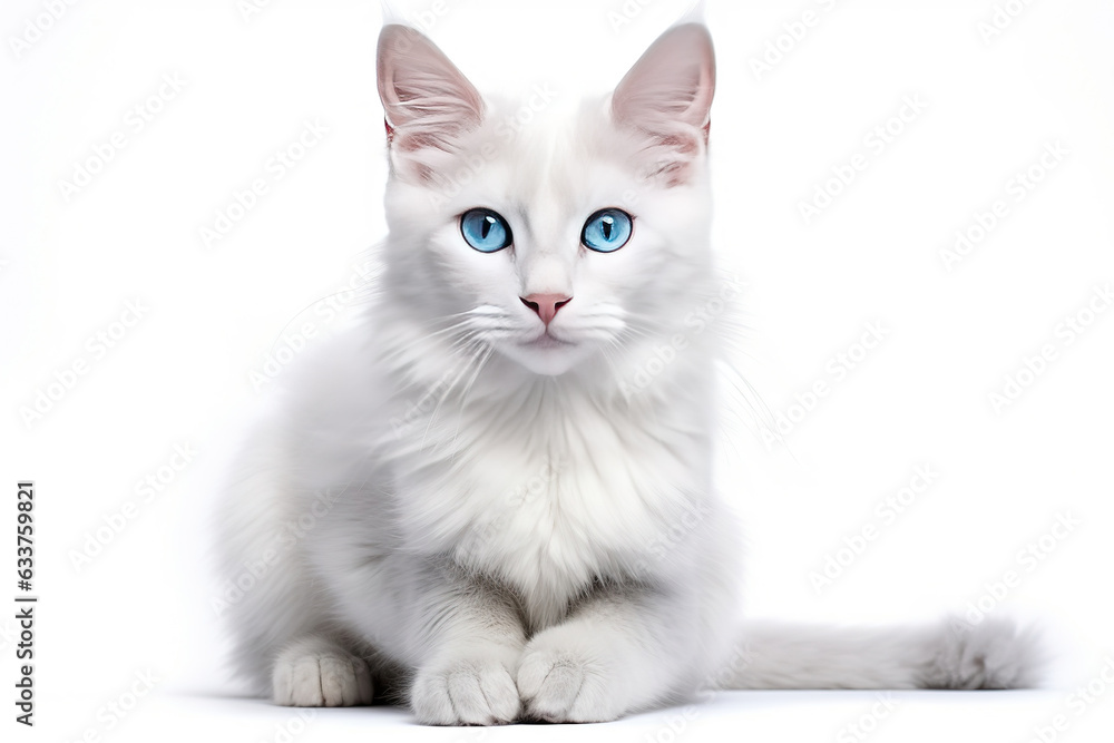 Fototapeta premium Turkish Angora cat isolated on white background