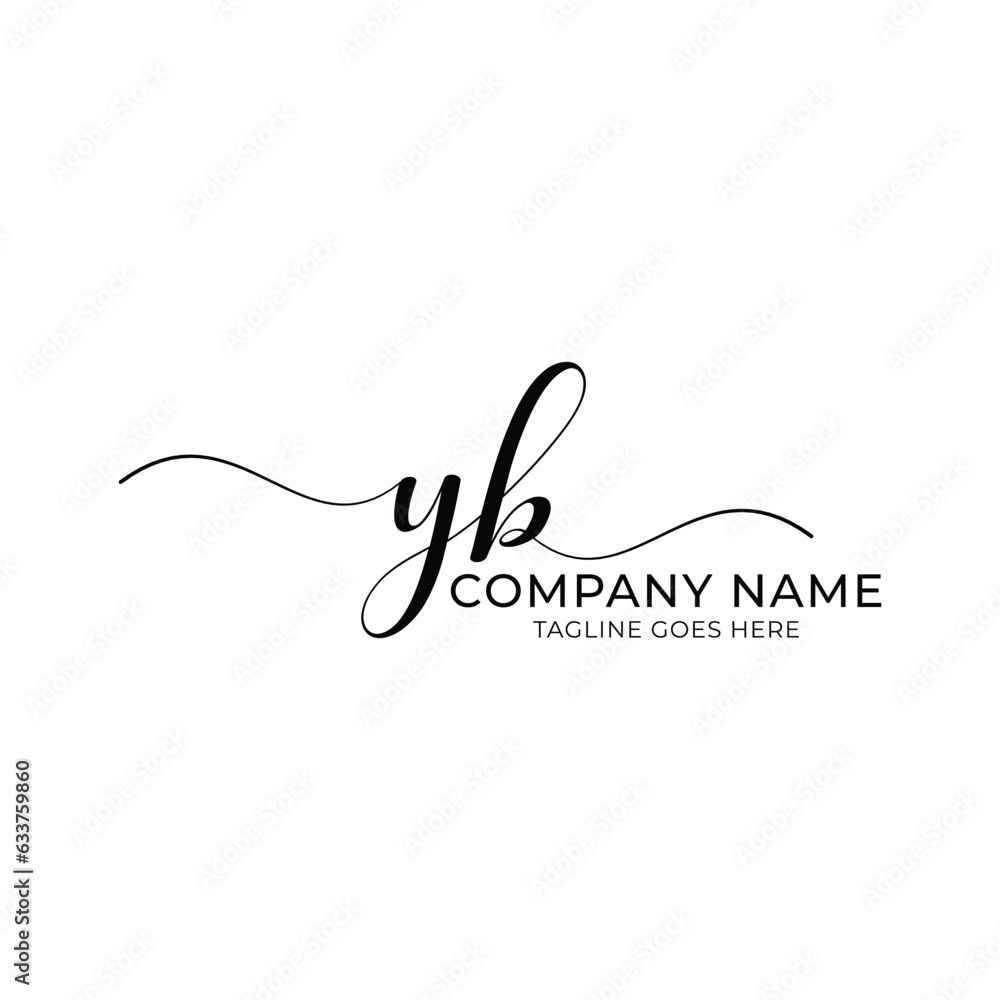 Modern initial letter YB, yb letter mark abstract calligraphy design, YB monogram logo, black color on white background Modern initial letter YB, yb letter mark abstract calligraphy design, YB monogram logo, black color on white background