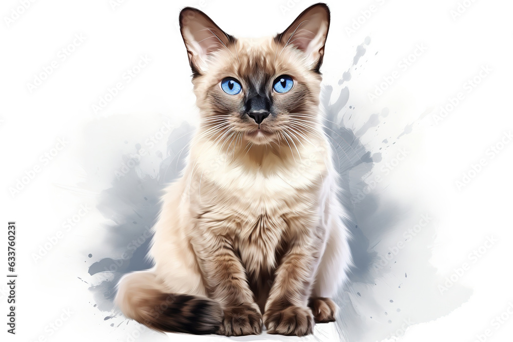Tonkinese cat isolated on white background
