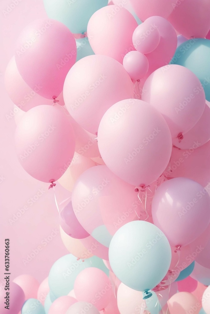 a group of pink and white balloons