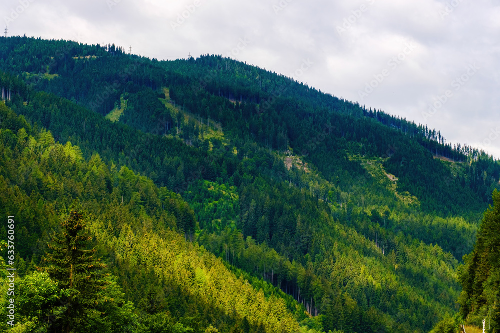 top of mountain hills in clouds, foggy, nature