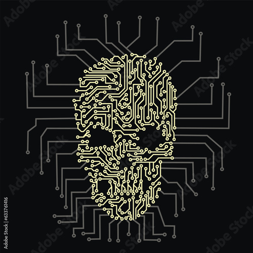 microchips skull, grunge vintage design t shirts