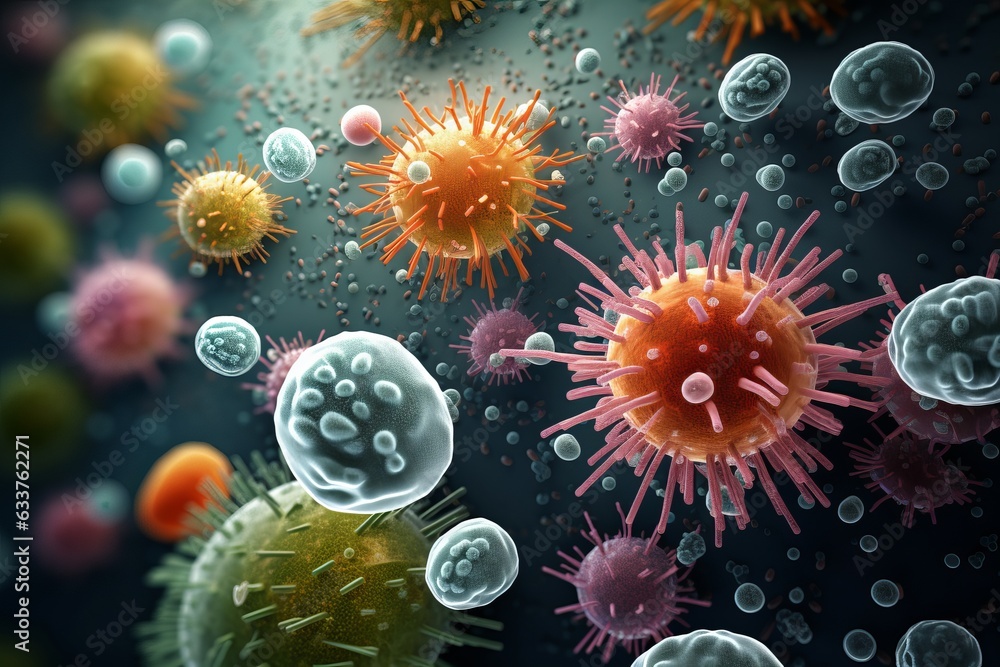 Close up of 3D Microscopic Bacterias, Probiotics bacteria, oral bacterias Close up of 3D Microscopic Bacterias, Probiotics bacteria, oral bacterias