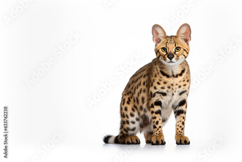 Serval cat isolated on white background