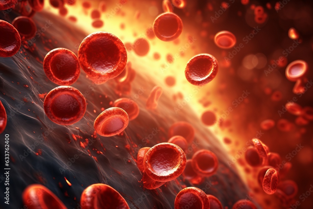 blood cells flowing through vein blood cells flowing through vein