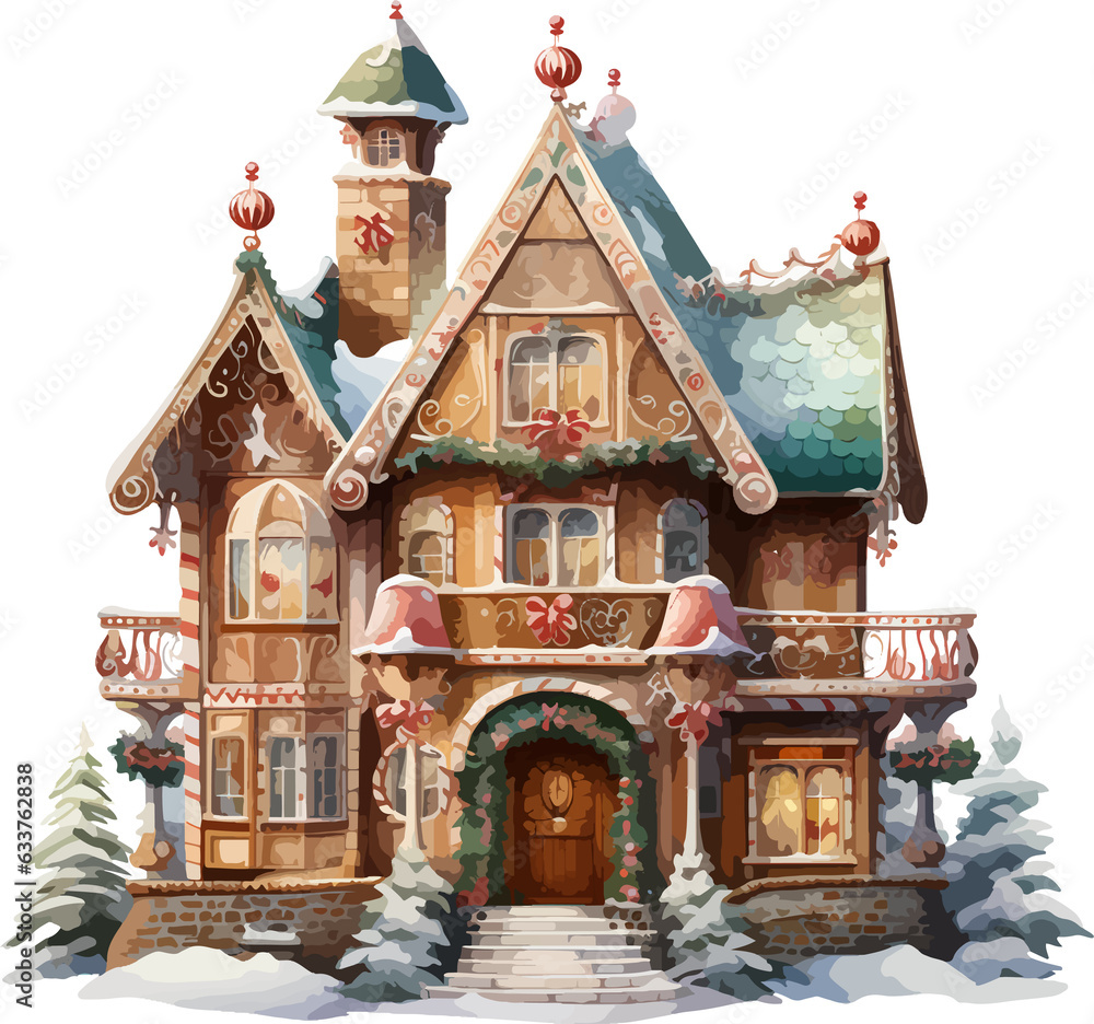 gingerbread house, color gingerbread house vector illustration, generated AI