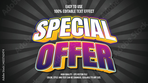 Special offer Modern editable text effect vibrant color. 3D Text effect style template. Editable fonts vector files