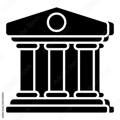 A flat design icon of bank building
