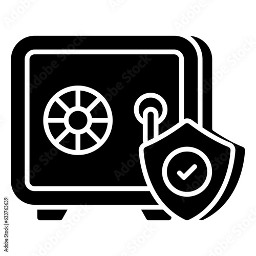 A colored design icon of bank vault security 