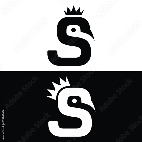 Letter S with Swan Design - Abstract vector logo design