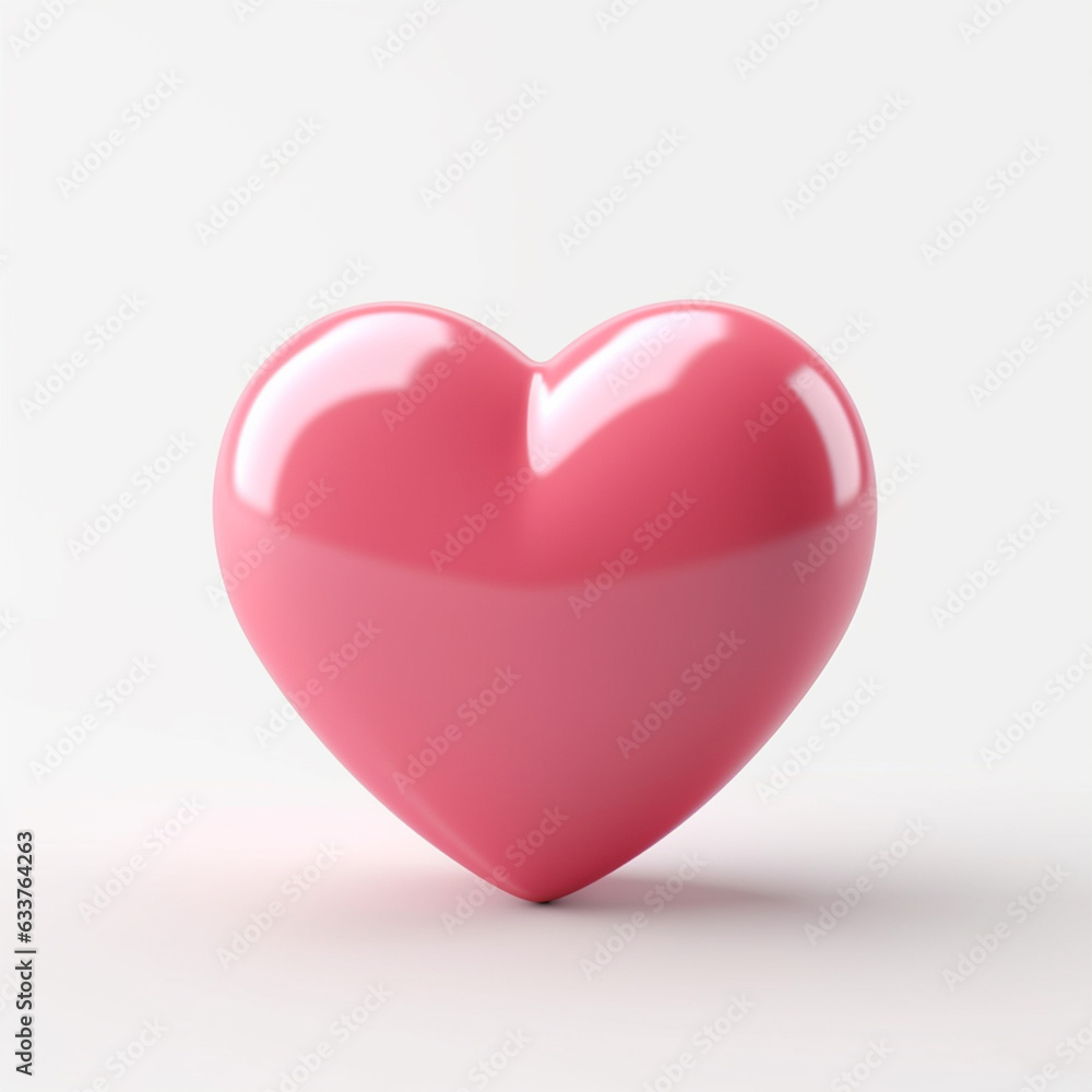 3D rendered pink heart on isolated background - ai generative