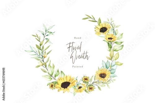 watercolor sunflower wreath illustration