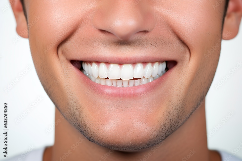 a close up photo of the lower part of a male face. handsome cute smile with very clean perfect teeth. chin, nose and mouth visible. dental service advertisement a close up photo of the lower part of a male face. handsome cute smile with very clean perfect teeth. chin, nose and mouth visible. dental service advertisement