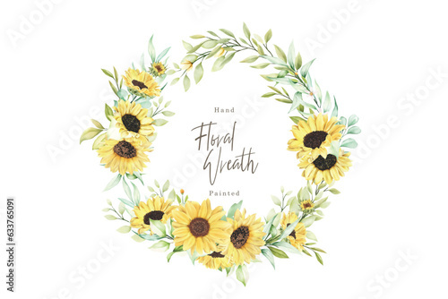 watercolor sunflower wreath illustration