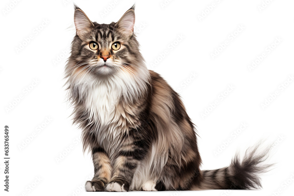 Norwegian Forest Cat isolated on white background Norwegian Forest Cat isolated on white background