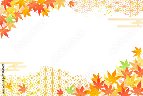 秋・水彩風の紅葉・敬老の日・お歳暮・ 高級感のある和柄 フレーム	
