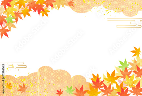 秋・水彩風の紅葉・敬老の日・お歳暮・ 高級感のある和柄 フレーム	
