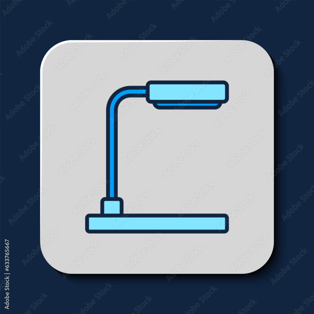 Filled outline Table lamp icon isolated on blue background. Vector Filled outline Table lamp icon isolated on blue background. Vector