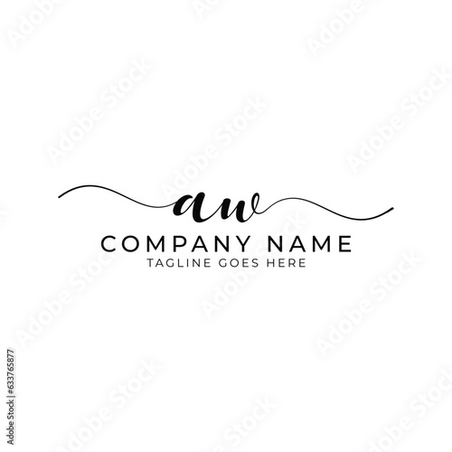 AW or aw letter mark abstract calligraphy vector logo design